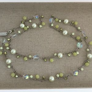 Boho Long Layering Green Beaded Necklace